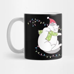 Sleeping Christmas Lights Cat Mug